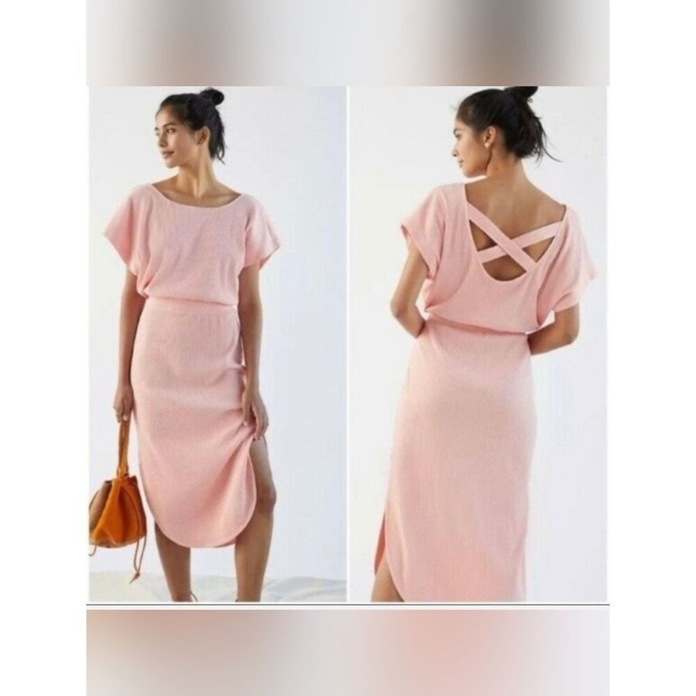 Anthropologie Daily Practice Casual Ribbed Dolman Sleeve Midi Dress Size XS